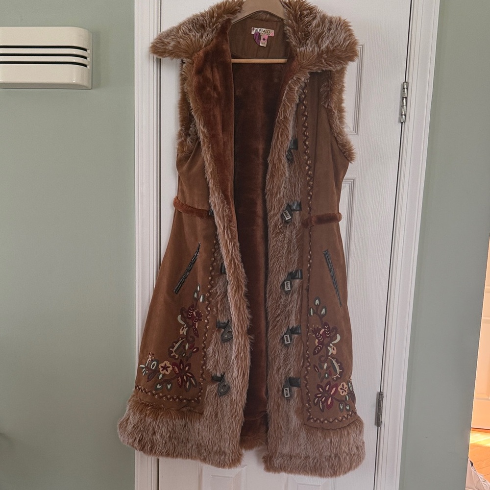 Buffalo David Bitton Brown Faux Fur Trim Vest